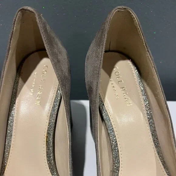 Cole Haan Alanna Suede Glitter heel pumps Grey size 6